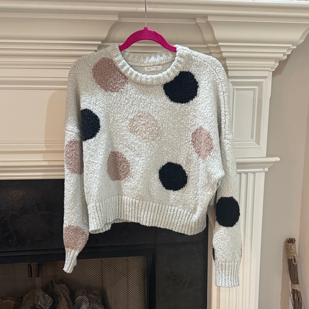 Blu Pepper Polka Dot Sweater - Cream, Black, and Pink